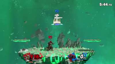 Found a glitch where if u do a ganon aerial sideb right above robs gyro, the gyro interrupts the grab, but sends rob flying.