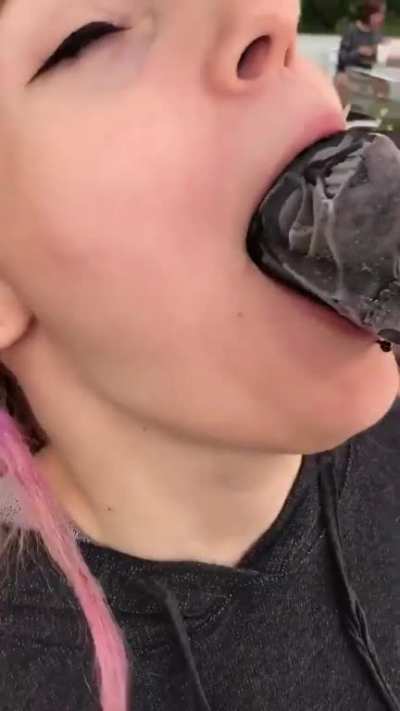 Nastya Etkind with a darth vader popsicle