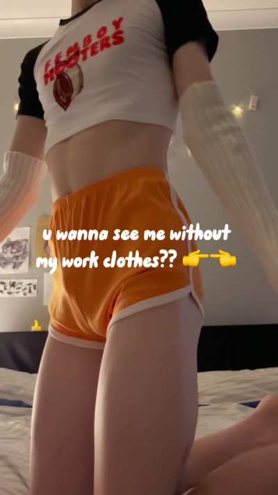 POV: ur the manager of femboy hooters & i need a raise to keep up my blahaj support payments 😭😭🙏🧡🧡
