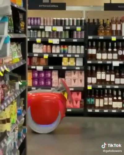 Shopper from the future arrives with her self-following cart