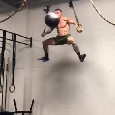 Man is working out like a character from Baki