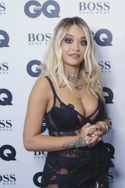 Rita Ora sexy cleavage in a bra