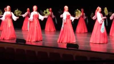 The Beryozka Dance Ensemble who’s steps are so small, they look like they’re floating.