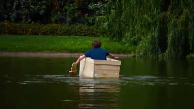 I recreated Minecraft's boat IRL and tested it against real boats... it was fun
