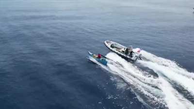 A brave Filipino fisherman outmaneuvering the Chinese Coast Guard inside the Philippine waters.