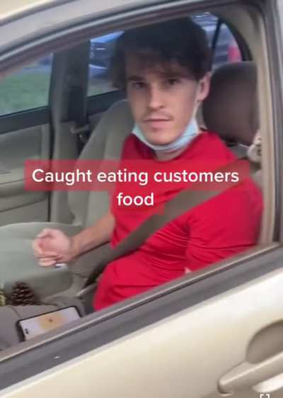 Caught eating customers food