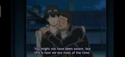 One of my favorite comedy arcs, the soul switch arc. Gori-san casually sucking Toshi's face.