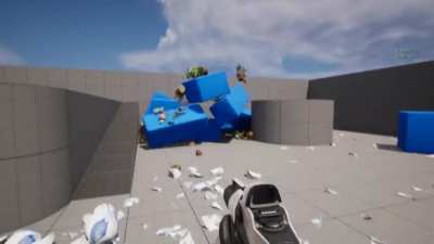 Better quality video showing improved CHAOS Destruction in UE 5.0. Unbelievable performance, it's like NANITE for physics objects! Previous iteration required kill fields to carefully control the frame rate during simulations. Killed particles COULDN'T be