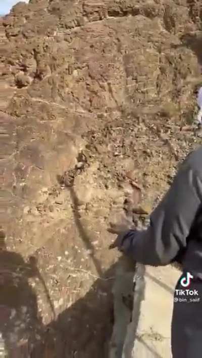 Man climbing like he's walking