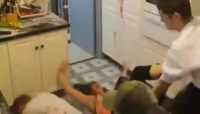 This family entertaining themselves with the impressive fighting scenario.