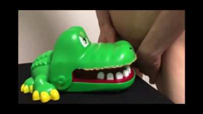 Modified crocodile eats cock! Warning! You will see cock.