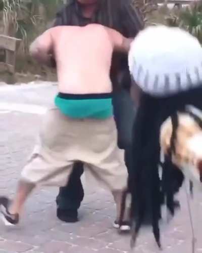 Man gets choked out after he spits
