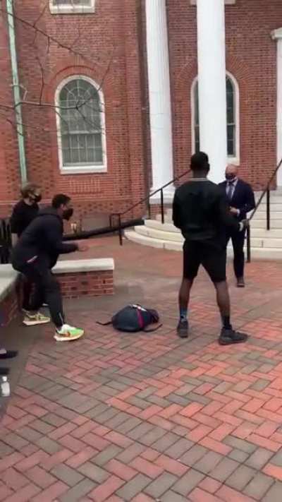 Getting embarrassed by the president of the school
