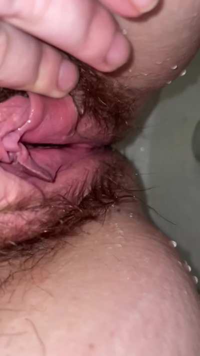 Wife pees and shows off her clit. She was horny yesterday and told her I wanted to see her touch herself, so she stuck her fingers inside also 😈