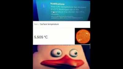 The computer is hotter than the sun