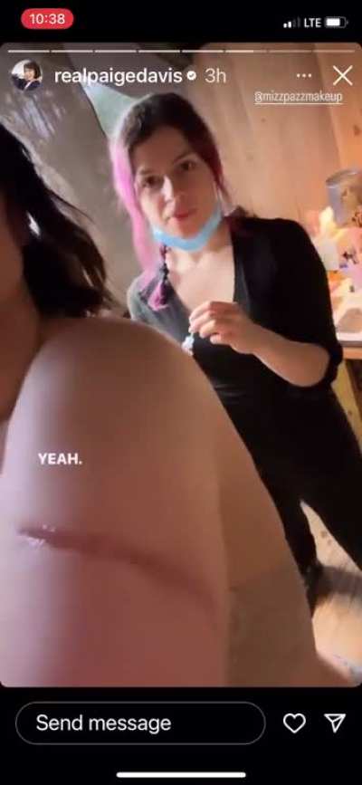 On set in a bra