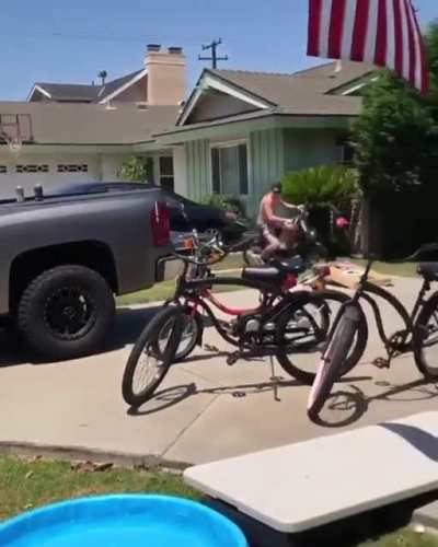 Trying to be a modern Evel Knievel and slamming into a car