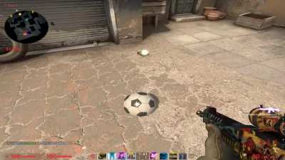 I was trying to hide the bomb inside the ball, but found out that you can move the C4 with it