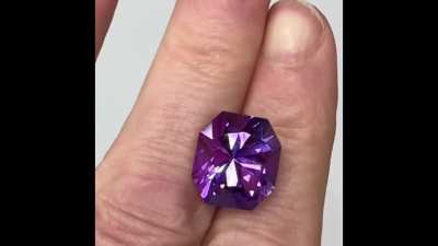 Amethyst 9.33cts 14x12.8mm This is Brazil rough, cut in Tom's Baroness design. It's a great gem for a February person, or really anyone who likes great purple :-) Reg $522, sub price $460 USD plus shipping.