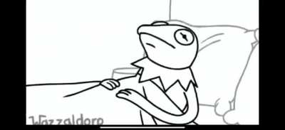 Kermit pissed the sheets