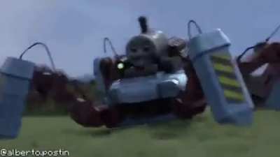 Tomass the trein fight master cheif and save Minecraft stev. Epic