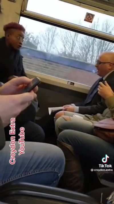 The woman kept putting her feet on the seat and he wasn’t happy