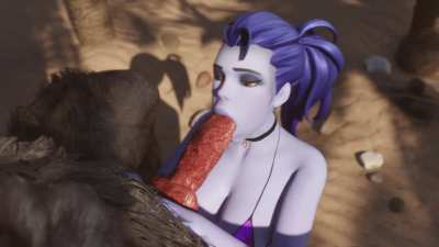 Deepthroating a Delicious Wolf Cock (Rekin3D)