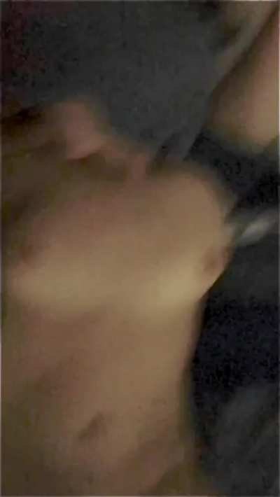 Blindfolded babe sucking cock