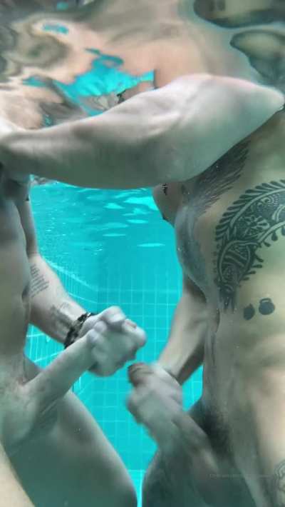 Just two bros enjoying the pool
