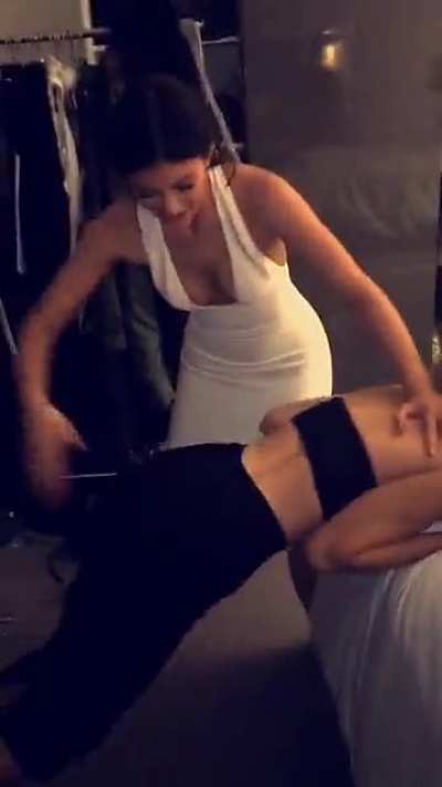 Gigi Hadid being spanked by Kylie Jenner