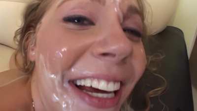 Fucked with cum on her face