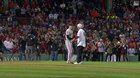 Red Sox legend Carl Yastrzemski throws the ceremonial first pitch to his grandson Mike Yastrzemski