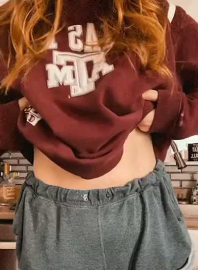 What do you think is hiding under my boyfriend’s sweater? [OC]