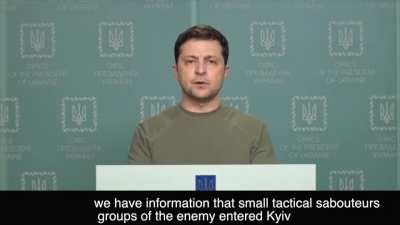 Zelenskiy, President of Ukraine, summary of 1st day of war with English Subs