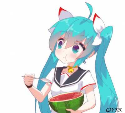 Miku eating melon [Original]