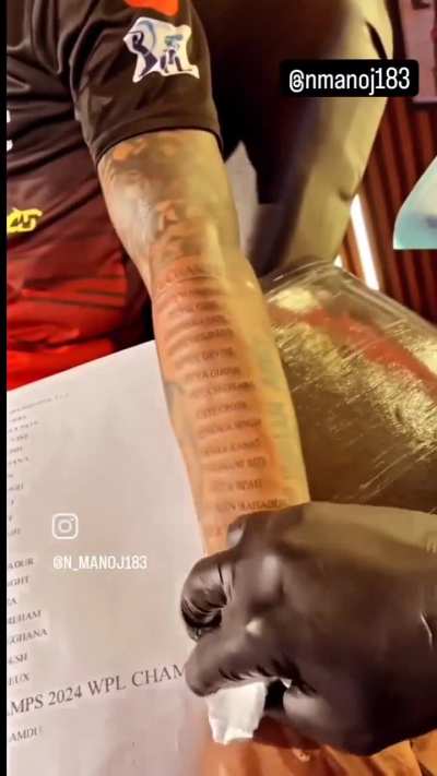 A RCB fan inked all the RCB players names after RCB won the WPL league