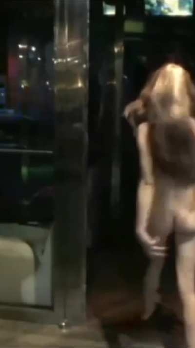 Naked beauties danced in front of a nightclub, and then they had a naked disco in the club