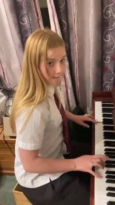 Peacefully playing piano