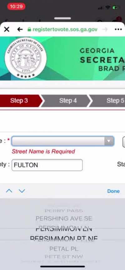 My street starts with a W -__- way to go Georgia voter registration.