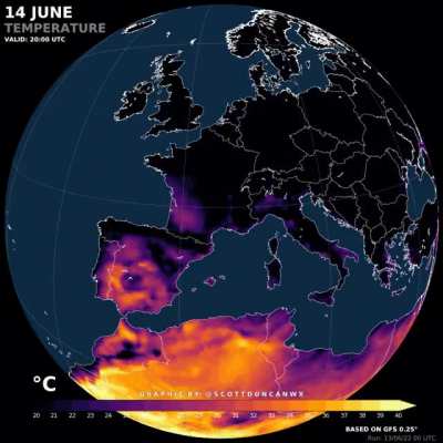 Extreme heat is intensifying in Spain and Portugal and will spread into France most likely to break 40°C thresholds. Stay cool everyone!