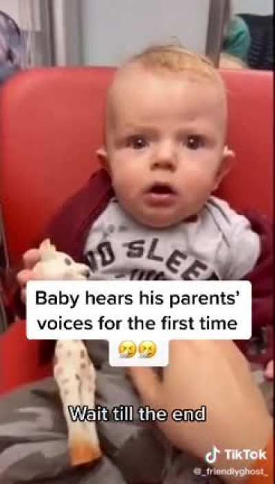 baby hears his parents voice for the first time