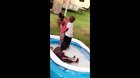 Lil man lets his sister carry him