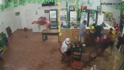 Couldn't handle the fight so he pulled the gun...