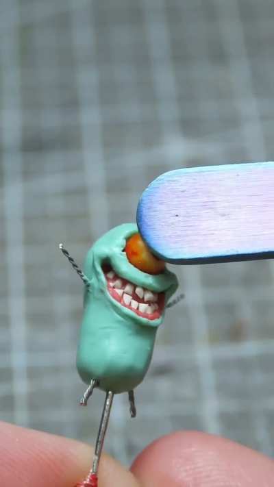 Sheldon J Plankton mini figurine made from polymer clay