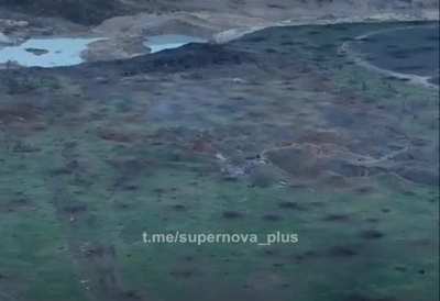 Russian group of soldiers being targeted with automatic grenade launcher.