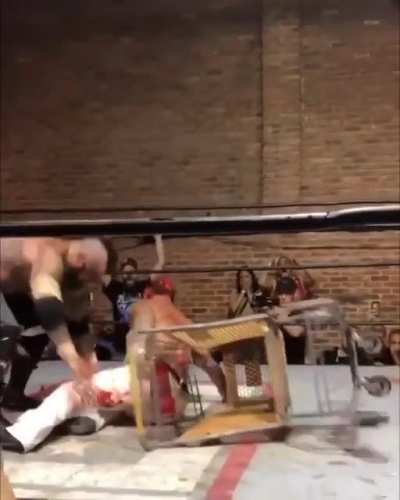 Impaled with a shopping cart.