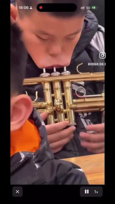 Recently Started Teaching My First School Band! Little Timmy Here Is Struggling, But He’s Got The Spirit!