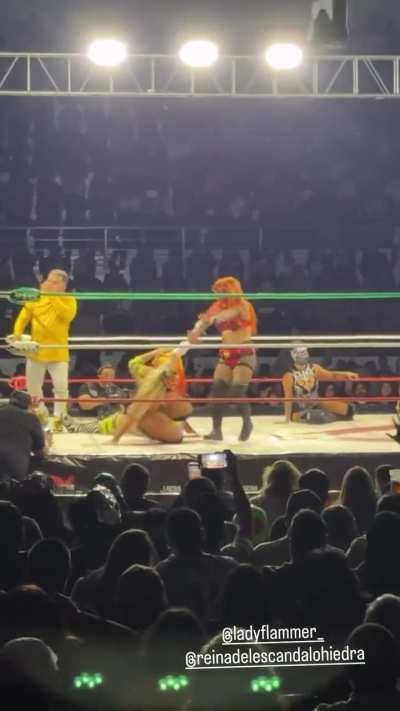 Another clip from La hiedras match at Lucha Juarez, she and Lady flammer win 2/15/26