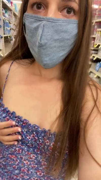 Giving the security cameras a show at the grocery store