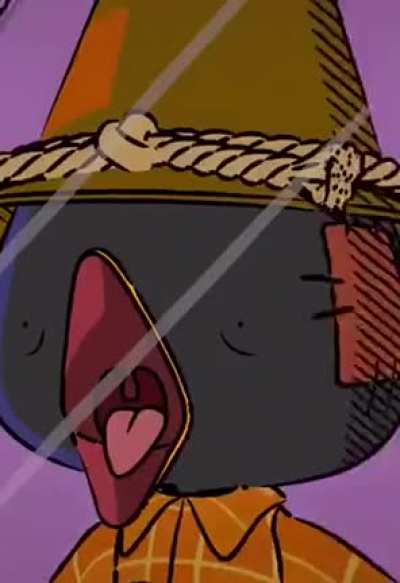 Crow get scared by costume